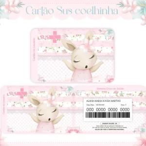 Cartao do sus Personalizado Coelhinha Png e Pdf