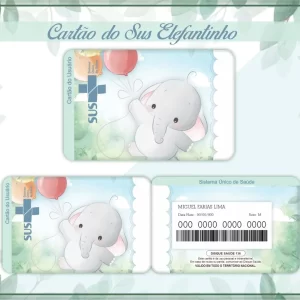 Cartao do sus Personalizado Elefantinho Png e Pdf