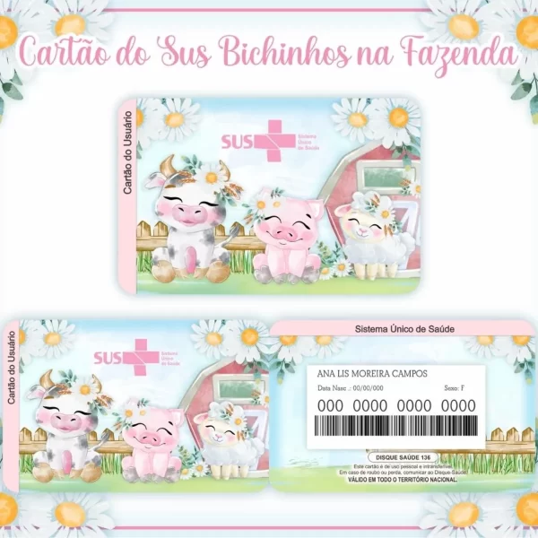 Cartao do sus Personalizado Fazenda Png e Pdf
