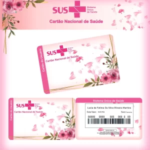 Cartao do sus Personalizado Floral Rosa