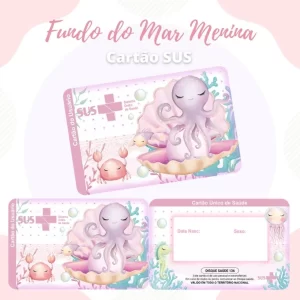 Cartão do SUS Personalizado Fundo do Mar para editar e imprimir em PDF e PNG