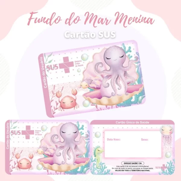 Cartao do sus Personalizado Fundo do Mar