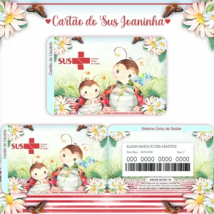 Cartao do sus Personalizado Joaninha Png e Pdf