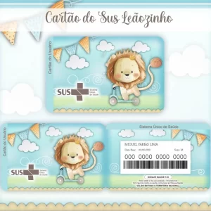 Cartao do sus Personalizado Leãozinho Png e Pdf