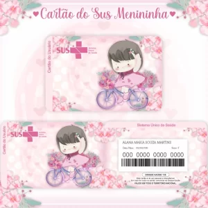Cartao do sus Personalizado Menina Bicicleta