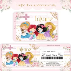 Cartao do sus Personalizado Princesas Png e Pdf