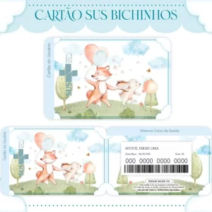 Cartao do sus Personalizado Raposa e Coelho