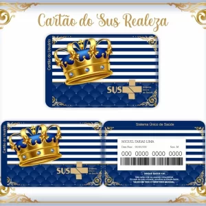 Cartão do SUS personalizado tema Realeza em PNG e PDF, arquivo digital para imprimir.