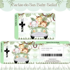 Cartao do sus Personalizado Safari Carro