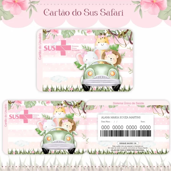 Cartao do sus Personalizado Safari Png e Pdf