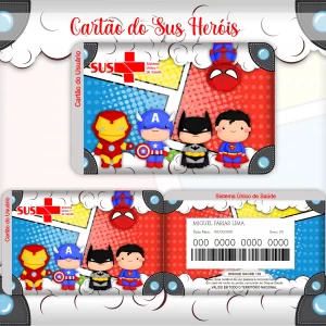 Cartao do sus Personalizado Super Heróis