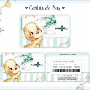 Cartao do sus Personalizado Ursinho Png e Pdf
