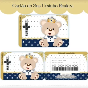 Cartao do sus Personalizado Ursinho Realeza