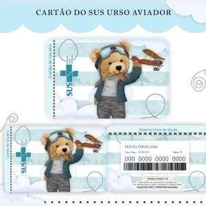Cartao do sus Personalizado Urso Aviador