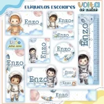 Etiqueta Escolar Astronauta Para Imprimir