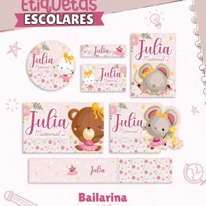 Etiqueta Escolar Bailarina Para Imprimir – etiquetas escolares com tema de bailarina para personalizar materiais com delicadeza e encanto.