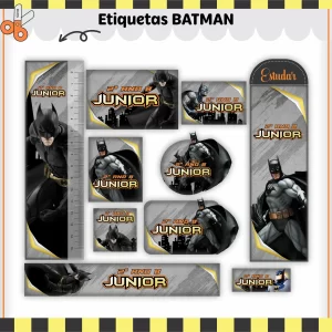 Arquivo Etiqueta Escolar Batman Para Imprimir – etiquetas escolares com o personagem Batman para personalizar materiais com ação e estilo.