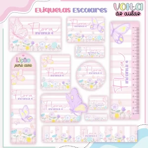 Etiqueta Escolar Borboleta Para Imprimir