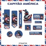 Etiqueta Escolar Capitao America