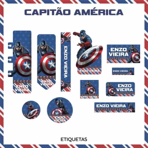 Etiqueta Escolar Capitao America