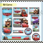 Etiqueta Escolar Carro de Corrida