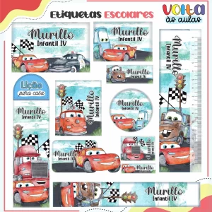 Etiqueta Escolar Carros Para Imprimir – etiquetas escolares personalizadas com tema de carros e corrida.