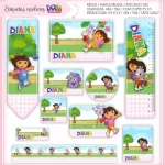 Etiqueta Escolar Dora Aventureira