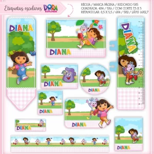 Etiqueta Escolar Dora Aventureira
