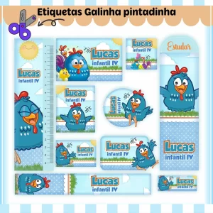 Arquivo Etiqueta Escolar Galinha Pintadinha – etiquetas escolares com a Galinha Pintadinha e seus amigos para personalizar materiais com diversão e cor.
