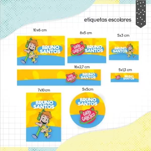 Etiqueta Escolar Gato Galáctico Para Imprimir – etiquetas escolares com tema de gato galáctico para personalizar materiais com cores e diversão.