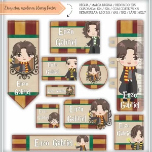Etiqueta Escolar Harry Potter PNG para imprimir – etiquetas escolares personalizadas com tema de Harry Potter.