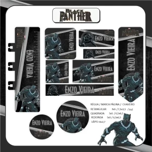 Etiqueta Escolar Pantera Negra Para Imprimir – etiquetas escolares com o super-herói Pantera Negra para personalizar materiais com coragem e estilo.