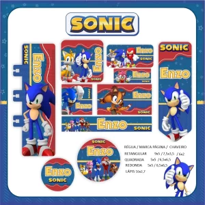 Arquivo Etiqueta Escolar Para Imprimir Sonic – etiquetas escolares com o personagem Sonic para identificar materiais com energia e estilo.