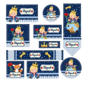 Arquivo Etiqueta Escolar Pequeno Príncipe – etiquetas escolares com o personagem Pequeno Príncipe para personalizar materiais com encanto e delicadeza.