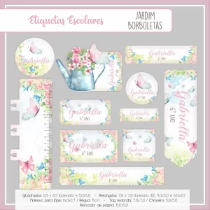 Etiqueta Escolar Personalizada Borboleta – etiquetas escolares com lindas borboletas coloridas para personalizar materiais.