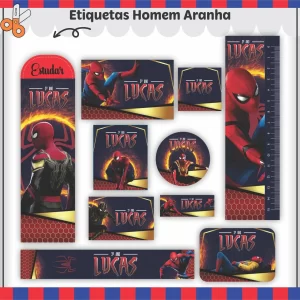Etiqueta Escolar Personalizada Homem-Aranha para imprimir – etiquetas escolares com o herói Homem-Aranha.