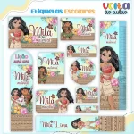 Etiqueta Escolar Personalizada Moana