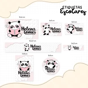 Etiqueta Escolar Personalizada Panda – etiquetas escolares com tema de panda fofo, para imprimir e organizar materiais escolares.