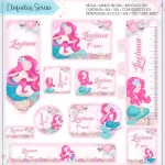Etiqueta Escolar Personalizada Sereia