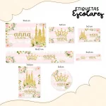 Etiqueta Escolar Personalizada das Princesas