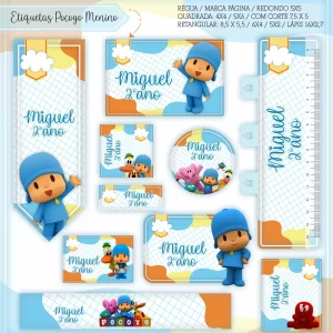 Etiqueta Escolar Pocoyo para imprimir – etiquetas escolares personalizadas com o personagem Pocoyo.