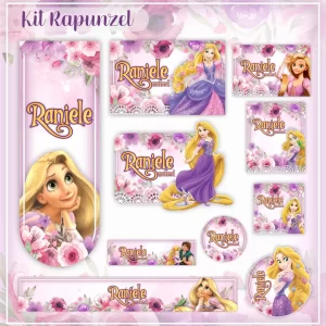 Etiqueta Escolar Rapunzel Para Imprimir – etiquetas escolares com a Princesa Rapunzel para personalizar materiais com encanto e criatividade.