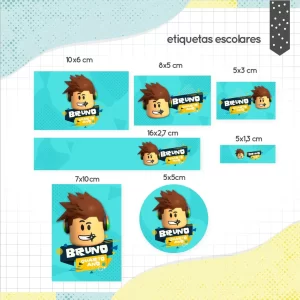Arquivo Etiqueta Escolar Roblox Para Imprimir – etiquetas escolares com personagens e elementos do jogo Roblox para personalizar materiais com diversão e estilo.