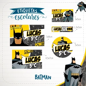 Etiqueta Escolar Tema Batman para imprimir – etiquetas escolares personalizadas com o herói Batman.