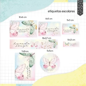 Etiqueta Escolar Tema Borboleta – etiquetas escolares personalizadas com lindas borboletas coloridas para imprimir.