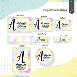 Etiqueta Escolar Tie Dye Para Imprimir
