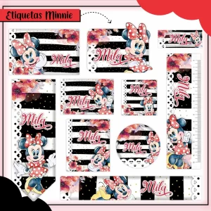 Etiqueta Escolar da Minnie Vermelha – etiquetas escolares personalizadas com a Minnie Vermelha, fofas e divertidas para imprimir.