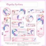 Etiqueta de Unicornio Para Caderno
