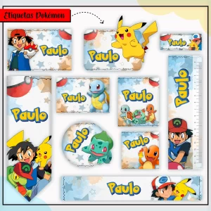 Etiquetas Escolares Para Imprimir Pokémon – etiquetas com personagens do Pokémon para personalizar materiais escolares com cor e diversão.