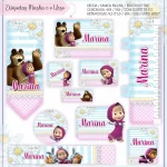 Etiquetas da Masha eo Urso Para Imprimir